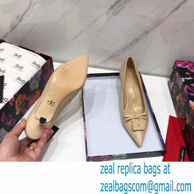 Dolce  &  Gabbana Thin Heel 6.5cm Leather Sicily Pumps Beige 2021